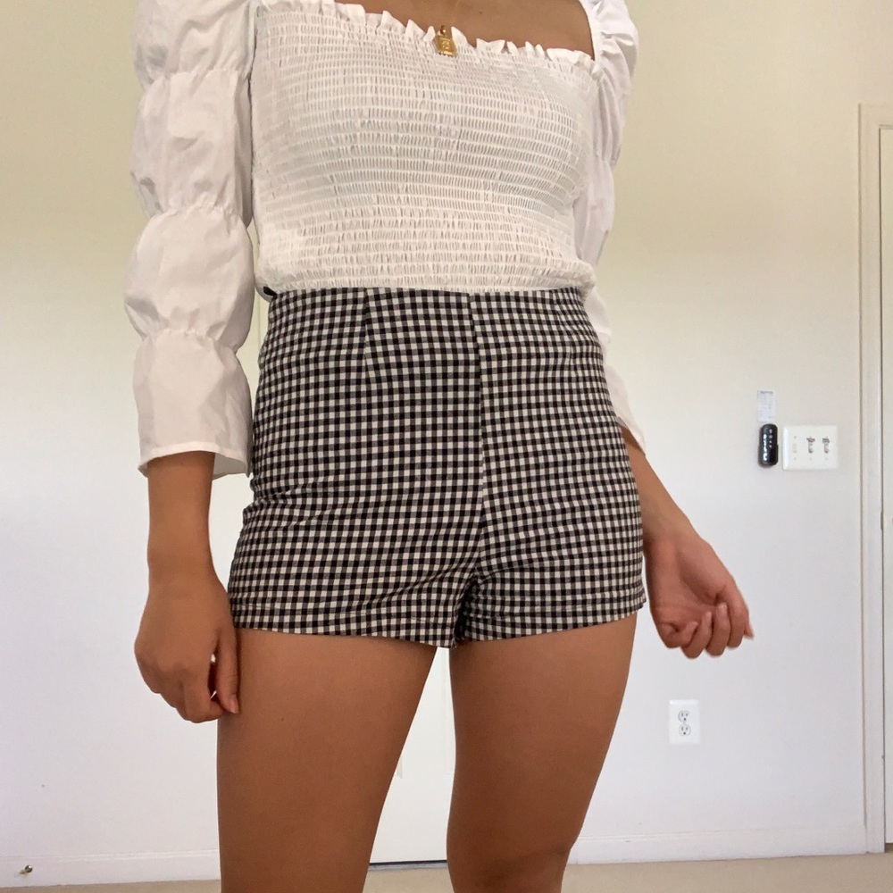 Gingham highwaisted shorts